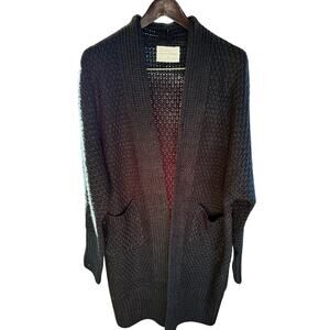 Panache Black knit oversized minimalist cozy lux Open-Front Cardigan medium